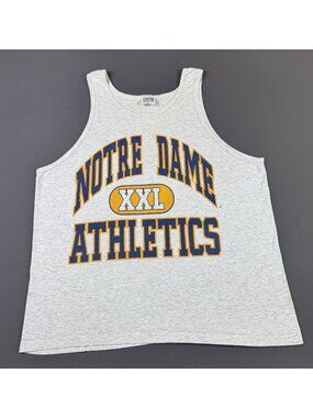 Rare Vintage 90s Notre Dame Athletics NCAA Gray Tank Top Sport Collegiate Irish